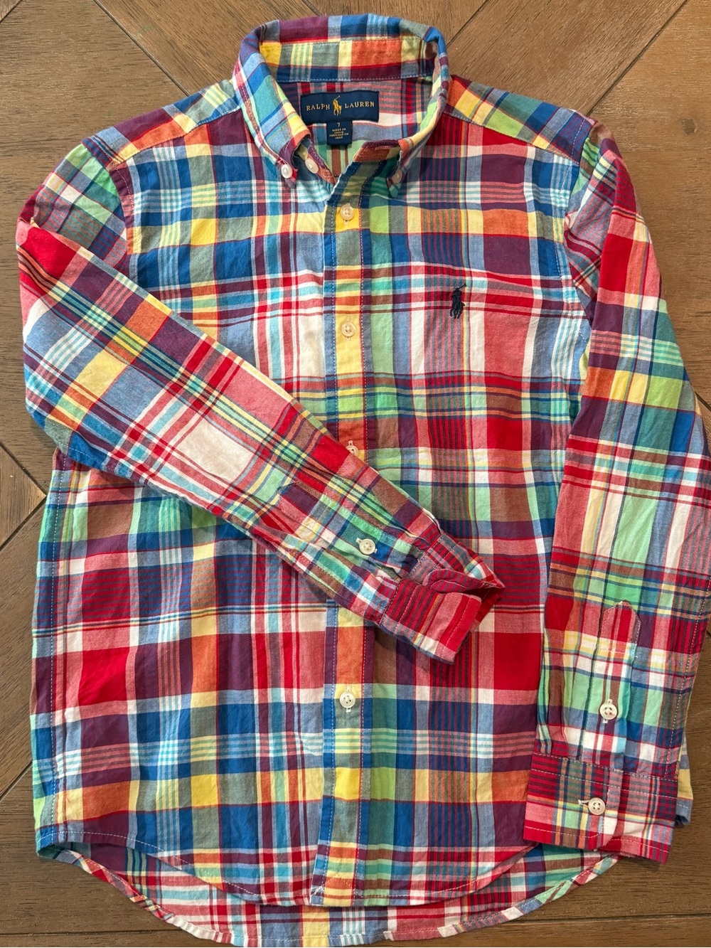 Ralph Lauren Boy's Multicolor Plaid Dress Shirt Size 7 Button Down Long Sleeve